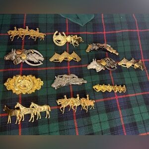 Assorted Horse & Equestrian Hair Clip Lot - Gold and Silver Tones